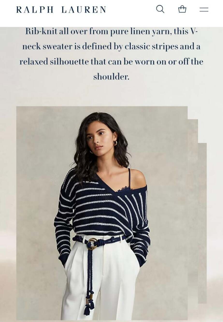 Polo Ralph Lauren Striped V-Neck Linen Sweater